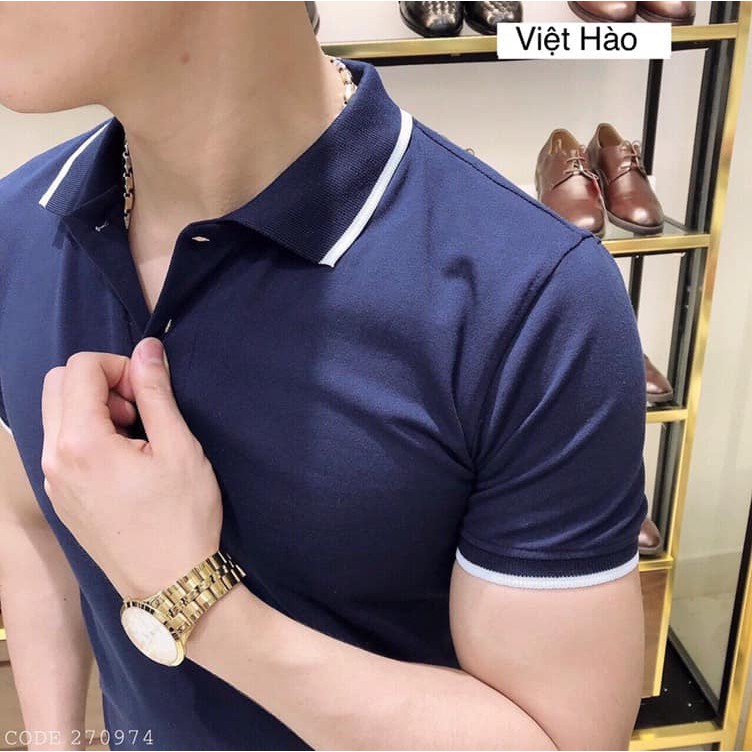 Áo Thun Nam Nữ Có Cổ Polo Sọc Trend 2020 Thấm Hút Mồ Hôi Tháng Mát