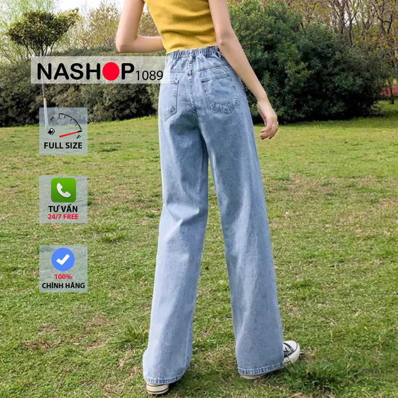 Quần jean bò ống rộng quần jean bò ống suông jeans nữ lưng cao cạp cao quần nữ đẹp hot 2021 QT08 nashop1089
