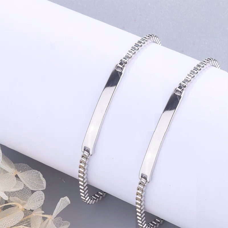 Vòng tay đôi bạc Khắc tên, lắc tay đôi chuẩn bạc ta ss925 mã TSJLT01 - Tiệm Bạc Hạnh Phúc