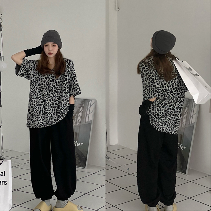 Áo Thun Nữ Ngắn Tay Họa Tiết Da Báo Thời Trang