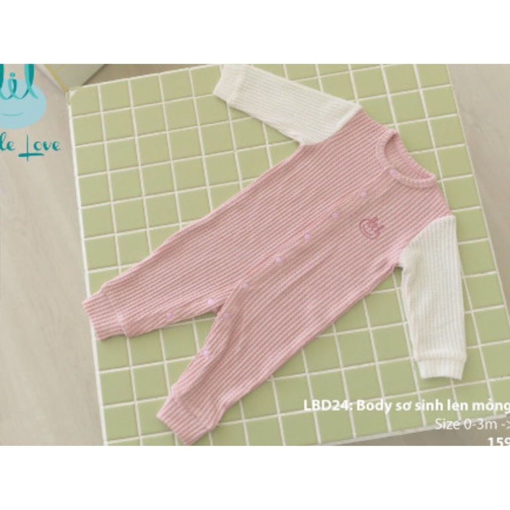 Body dài tay Little love cài thẳng chất len mỏng giữ nhiệt, siêu mêm mại cho bé gái bé trai sơ sinh size sơ sinh đến 9M