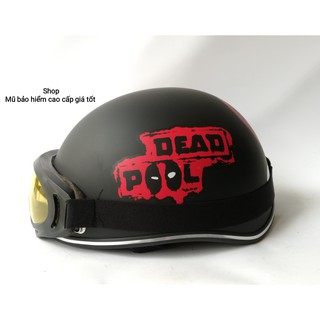 Mũ bảo hiểm nửa đầu - 1/2 đầu đen nhám họa tiết đạt chuẩn