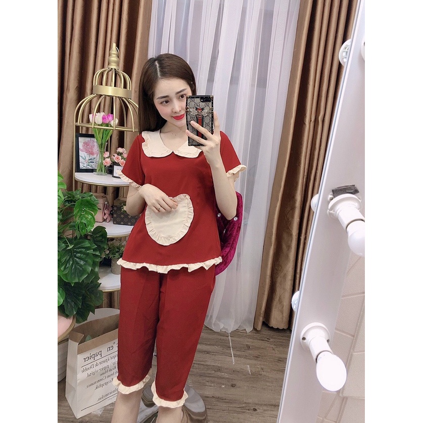 Đồ bộ mặc nhà, đồ bộ kiểu tiểu thử đẹp, set bộ đồ mặc nhà chất lụa mềm áo tay lỡ quần lửng dễ thương
