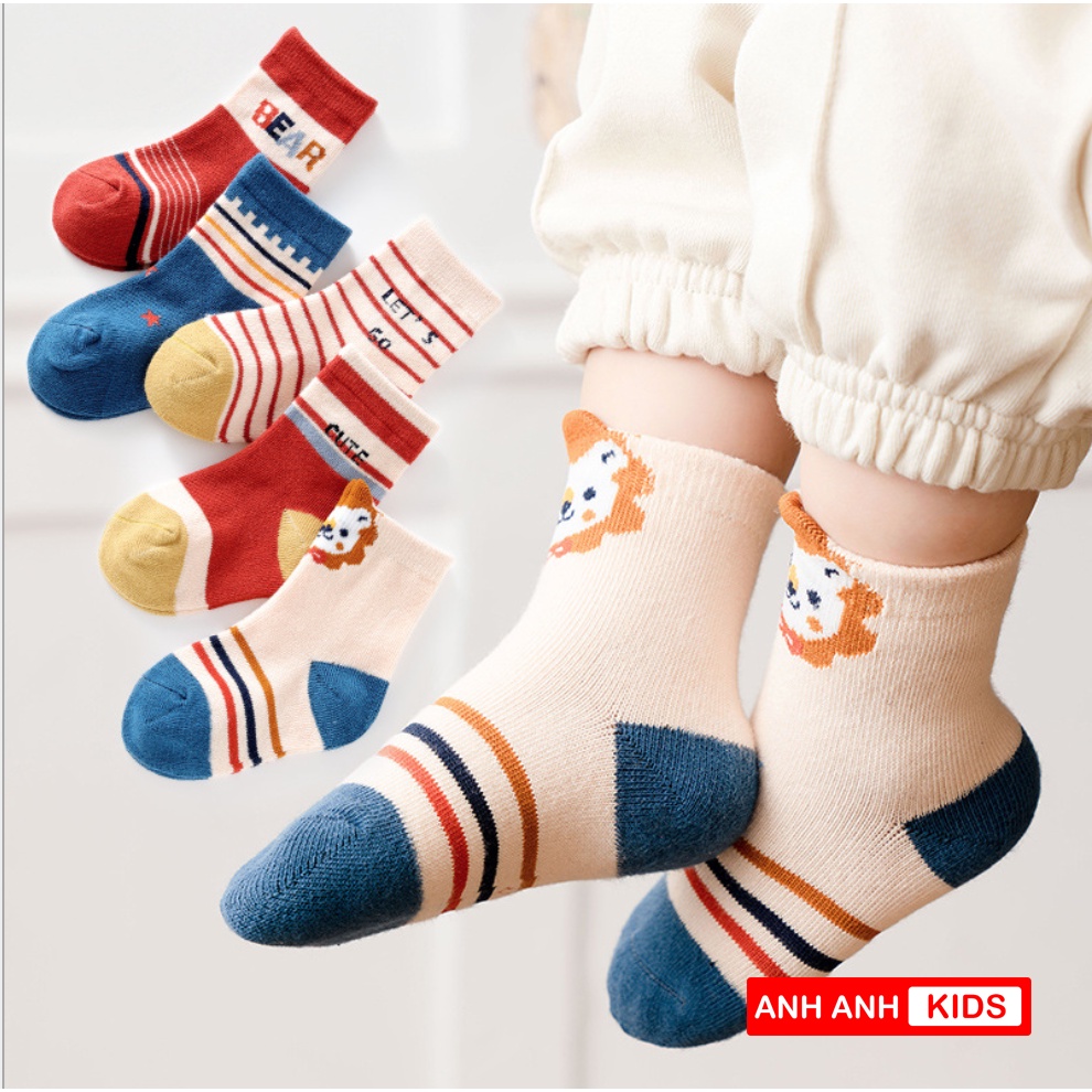 [ Hot 2021] Set 5 đôi Tất cho bé - tất trẻ em chất cotton hàng xuất khẩu- Anhanhkids, Anhanhhome