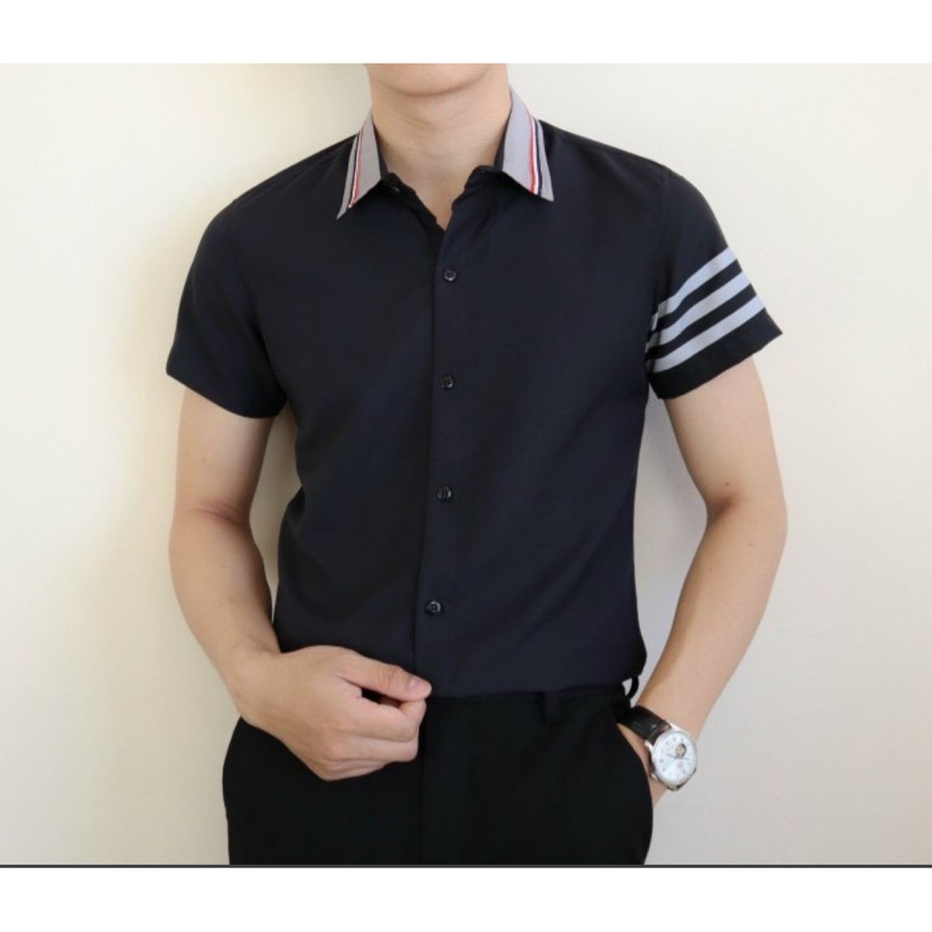 (HÌNH THẬT) Áo sơ mi nam ngắn tay thêu cao cấp chuẩn soái ca sd888 | BigBuy360 - bigbuy360.vn