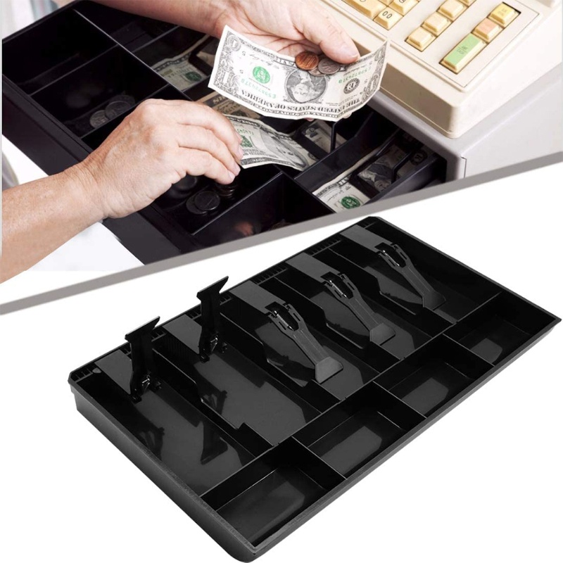 Khay đựng tiền mặt cỡ lớn 5 ngăn hóa đơn 4 ngăn đồng xu thay thế cho ngăn kéo thu ngân