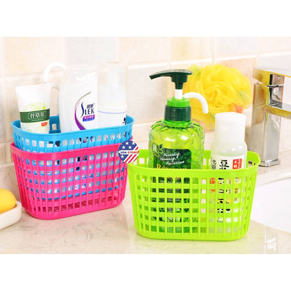 Giỏ NHỰA LƯỚI T1 Đựng Đồ Cá Nhân, Đựng Đồ Phòng Tắm - Khay Có Móc Treo Đa Năng - Size Lớn 18X18Cm