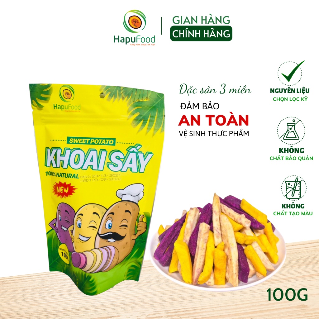 Khoai sấy mix HAPUFOOD 100g ăn liền thơm ngon, dinh dưỡng, đảm bảo VSATTP