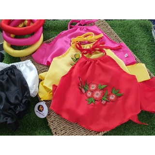 set yếm lụa kèm mấn xinh xỉu cho bé