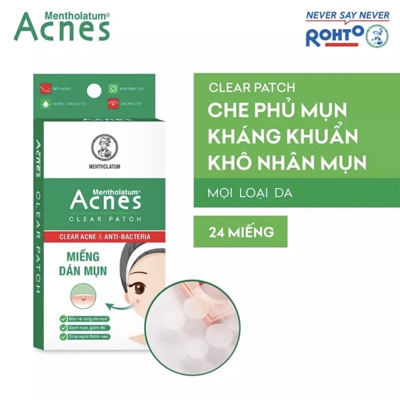 Miếng Dán Mụn Acnes Giúp Giảm Mụn Sưng, Kháng Khuẩn Clear Patch
