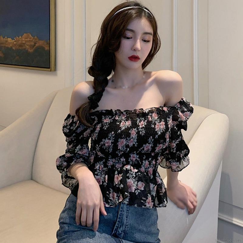Áo Croptop Chất Chiffon Hoạ Tiết Hoa Thiết Kế Hợp Thời Trang