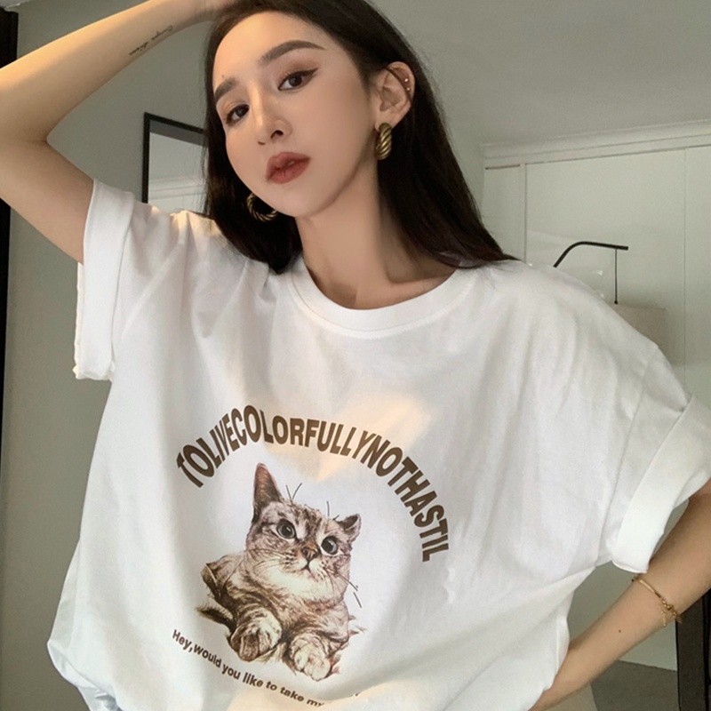 NRVP Áo Thun Cotton Tay Ngắn Cổ Tròn Màu Trơn Thời Trang Dành Cho Nữ