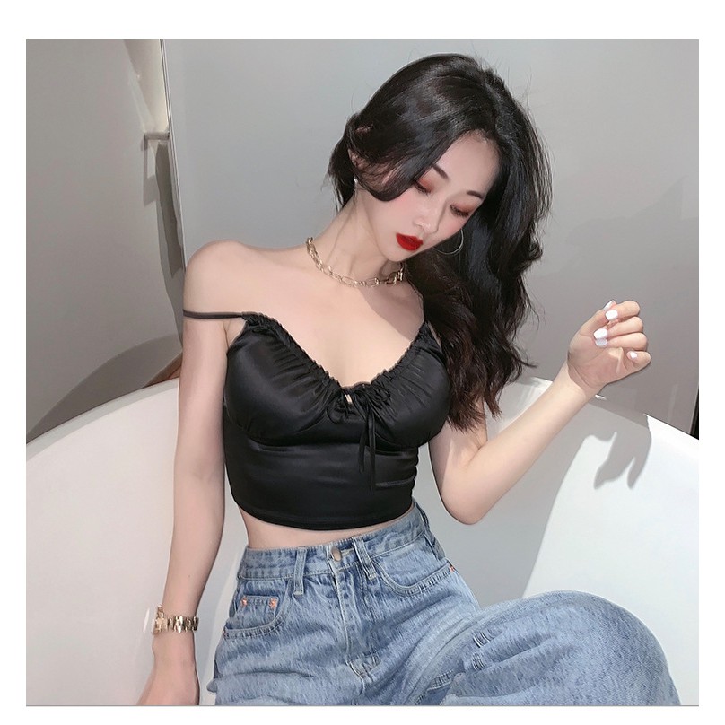 Áo Croptop đẹp FREE SHIP dây rút buộc trẻ trung