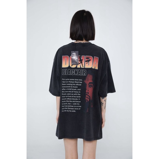 Áo thun oversize BLACK AIR DONDA WASHED - Áo phông vintage form rộng