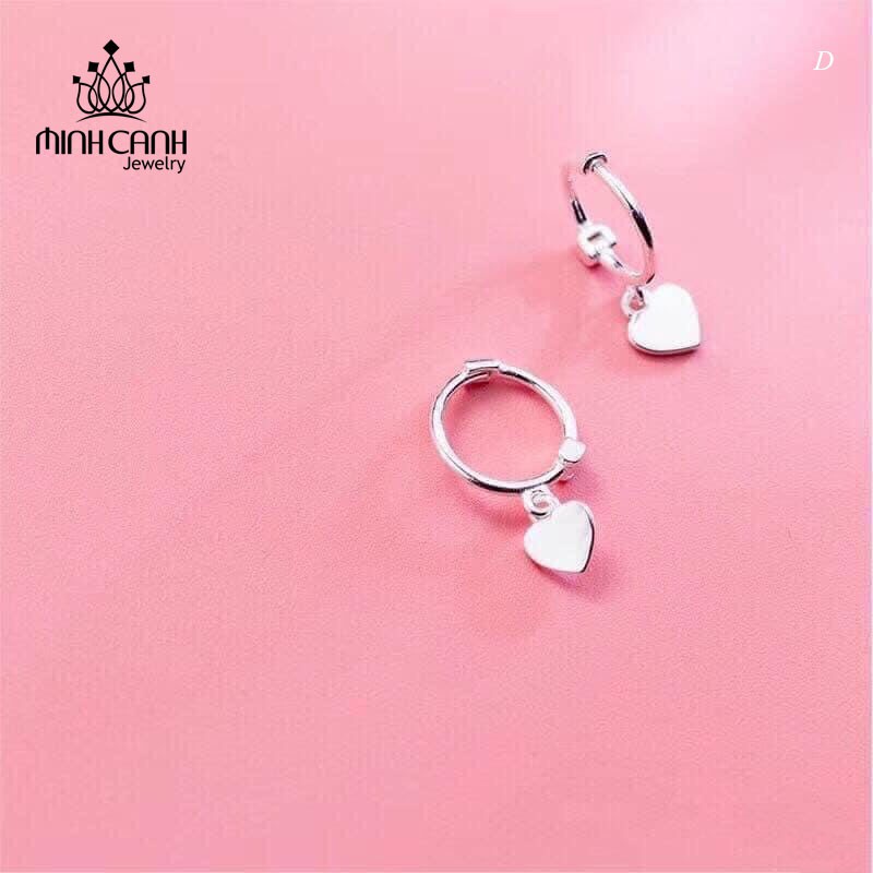 Khuyên Tai Móc Treo Họa Tiết Trái Tim Bạc S925 - Minh Canh Jewelry