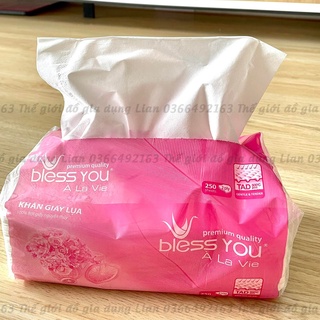 Khăn giấy rút Bless you 250 tờ 2 lớp - Giấy rút Bless you dạng túi 250 tờ