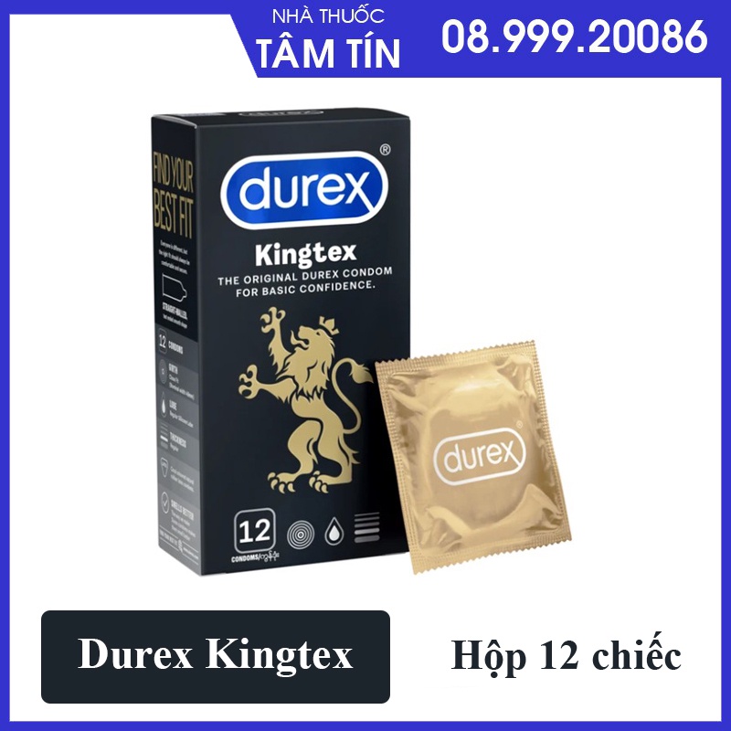 Durex Kingtex 12 Chiếc, Ôm sát, Cảm Giác Thật Size Nhỏ 49mm ( Chính Hãng )