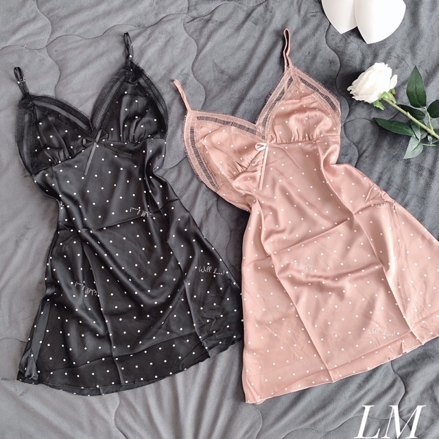 Váy ngủ lụa MIEMMOC Chấm Bi QCCC Kenshop0602 có sẵn | BigBuy360 - bigbuy360.vn