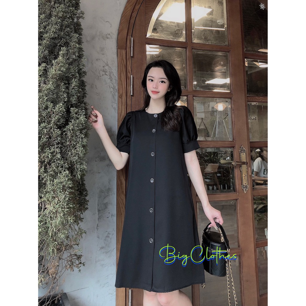 Váy đầm bigsize BigClothes thiết kế dáng suông công sở chất lụa xanh đen thoáng mát BC005