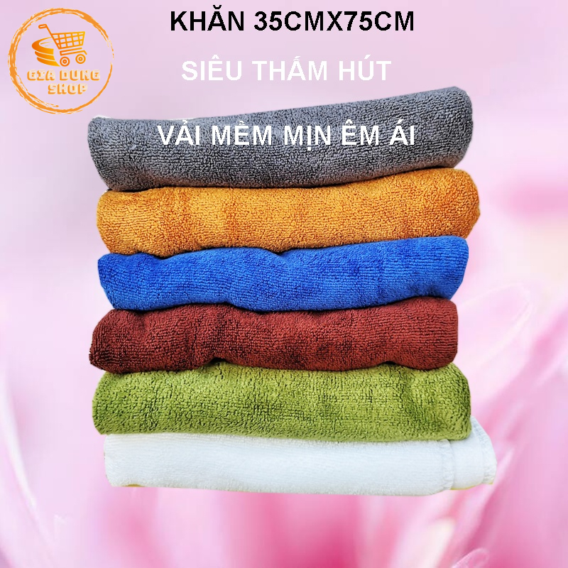 Khăn Gội Đầu, Khăn Lông Khổ 35x75CM Siêu Mềm Mịn Siêu Thấm Hút Nước