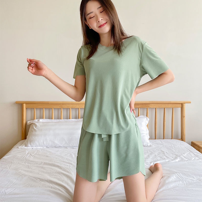 Bộ Đồ Ngủ Hai Mảnh Bằng Lụa Lạnh Dáng Rộng Thoải Mái Thời Trang Mùa Hè Cho Nữ | BigBuy360 - bigbuy360.vn