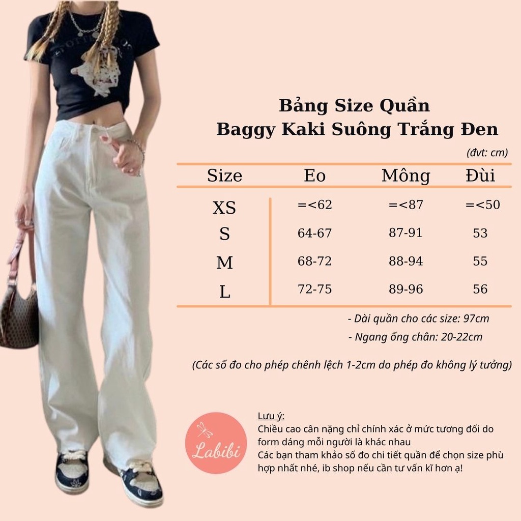 Quần Baggy Kaki Nữ Dáng Dài Ống Suông Rộng Ulzzang Hai Màu Trắng Đen, Labibi | BigBuy360 - bigbuy360.vn