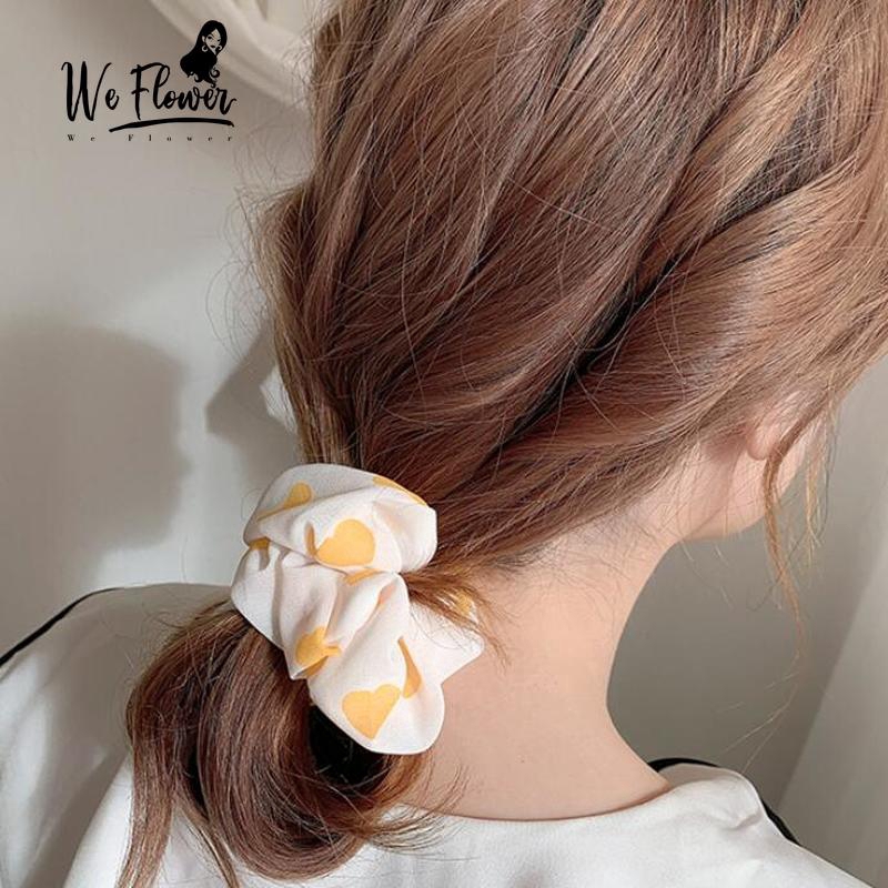 Dây buộc tóc WE FLOWER co giãn in họa tiết phong cách Hàn Quốc cho nữ