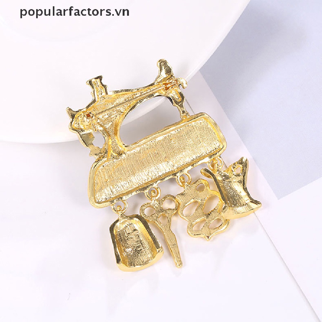 1 Ghim Cài Áo Hình Máy May Phong Cách Vintage Mạ Vàng