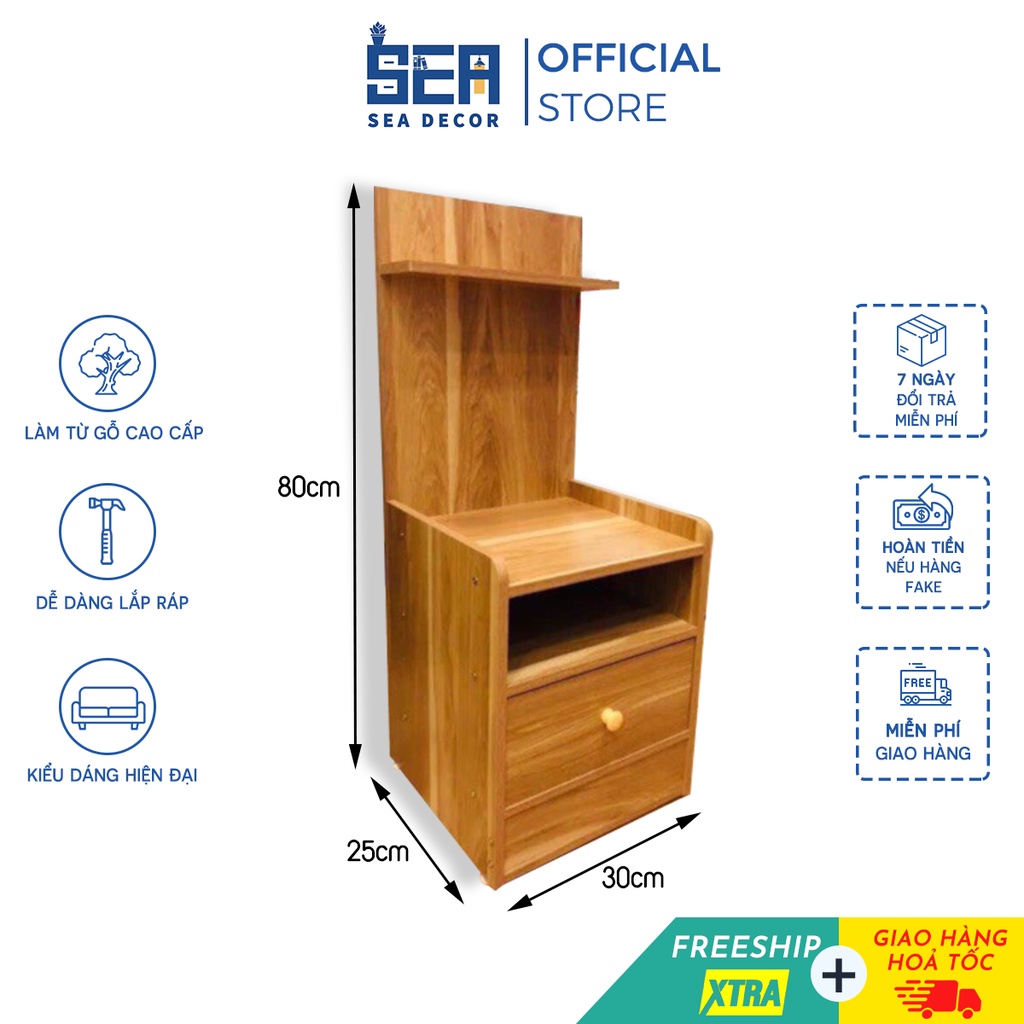 Tủ đầu giường SEADECOR màu vân gỗ kích thước nhỏ gọn tiện dụng bền đẹp, phù hợp trong không gian phòng ngủ