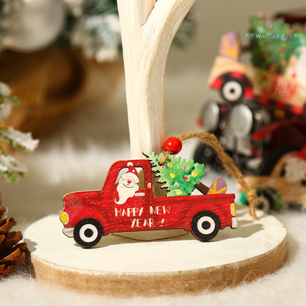 Đồ trang trí Ông Già Noel Hoạt Hình Bằng Gỗ Treo Trang Trí Giáng Sinh