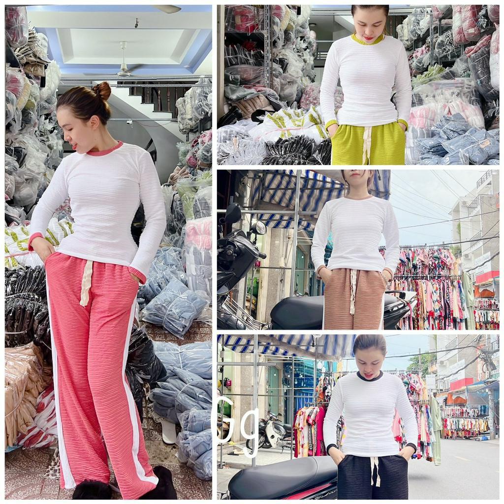 sét bộ xốp xuông dài quần áo chạy viền hot