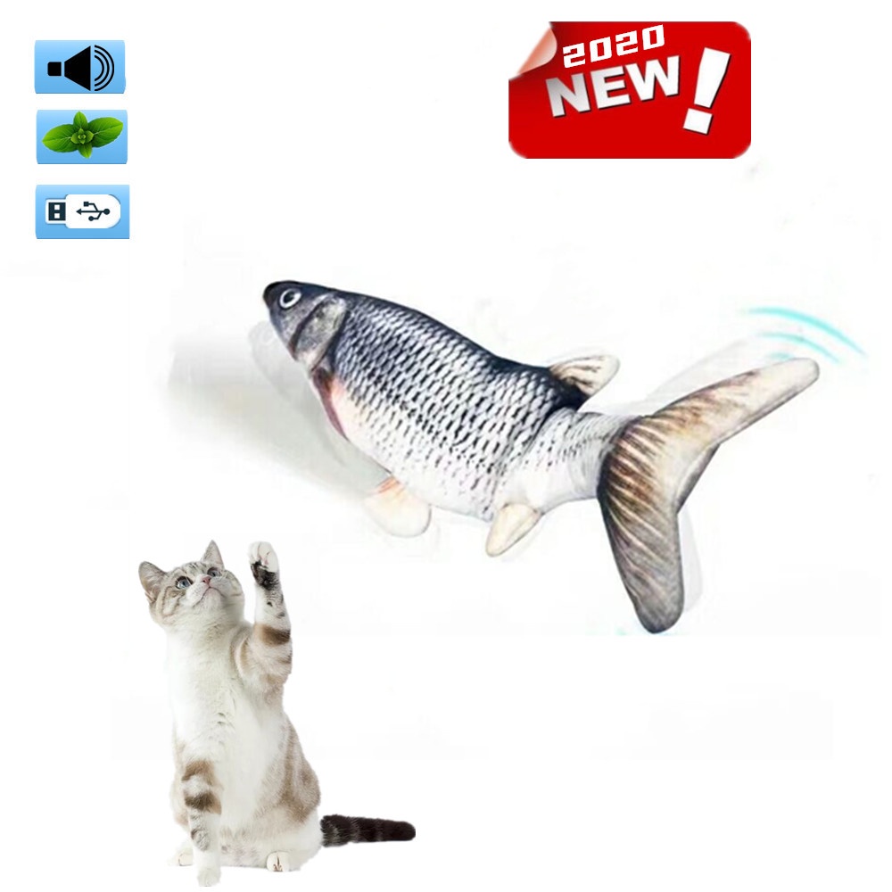 Đồ chơi hình con cá 3d mềm có cổng sạc USB dành cho mèo cưng