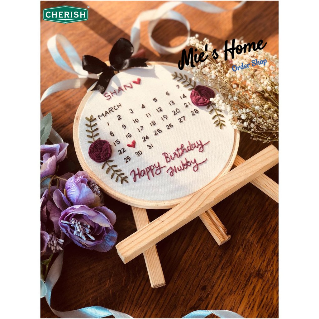 Bộ kit nguyên liệu thêu chúc mừng sinh nhật quà tặng Handmade tự làm diy decor nhà cửa phòng khách hoa lá MIE SHOP