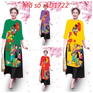 ⚡️ có big size 5XL ⚡️ AD1722 SET ÁO DÀI CÁCH TÂN HỌA TIẾT GIA ĐÌNH TẾT DU XUÂN KÈM QUẦN