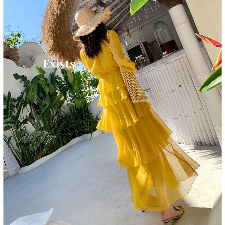 Đầm maxi vàng chanh tầng xòe EXDC29 EXISTS BEAUTY | BigBuy360 - bigbuy360.vn