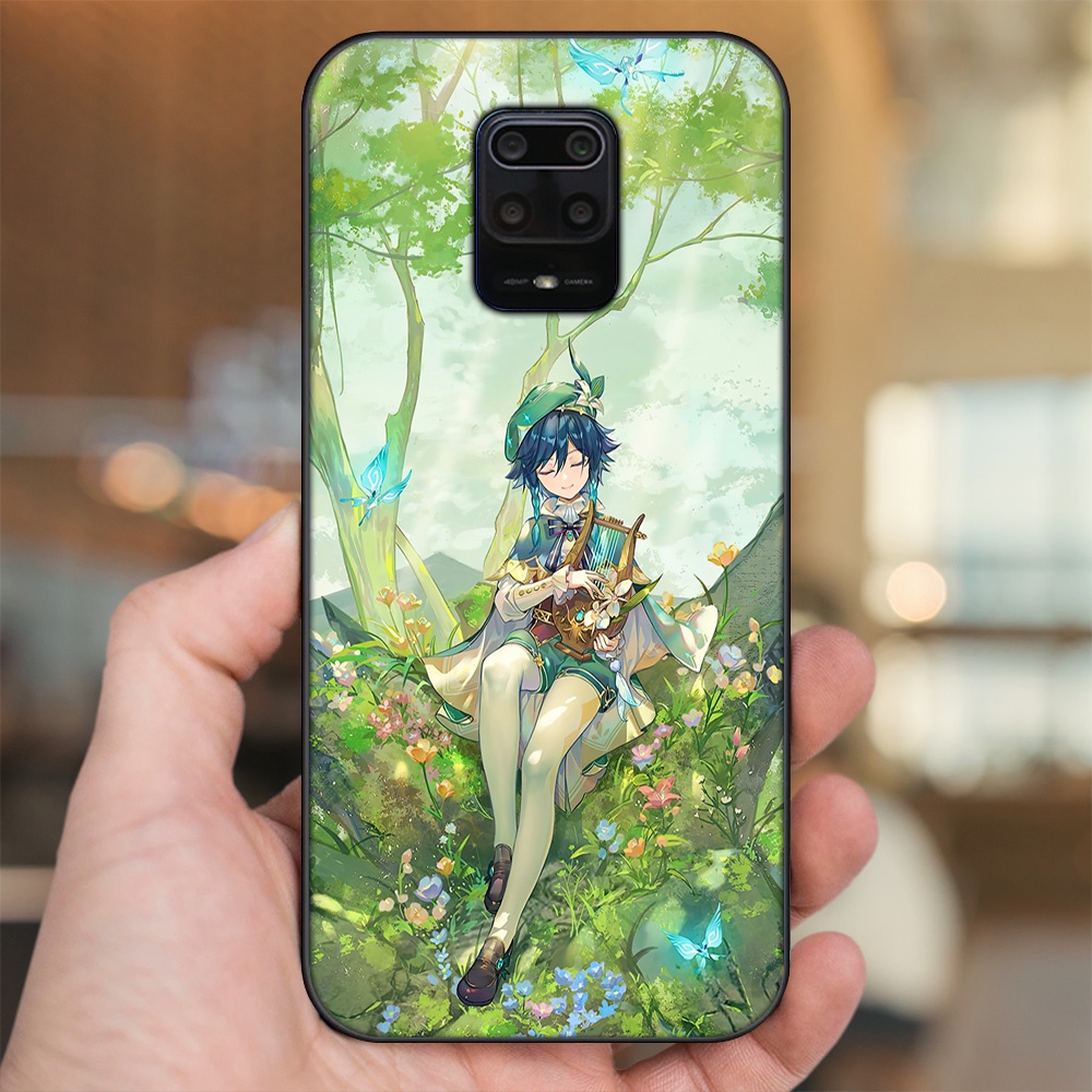 Ốp lưng Xiaomi Redmi Note 9s, Note 9 Pro viền đen in hình Venti Genshin Impact