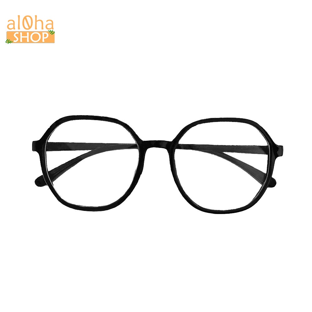Mắt kính trắng thời trang chống bụi gọng nhựa tròn K0148 unisex nam nữ style giả cận - al0ha Shop