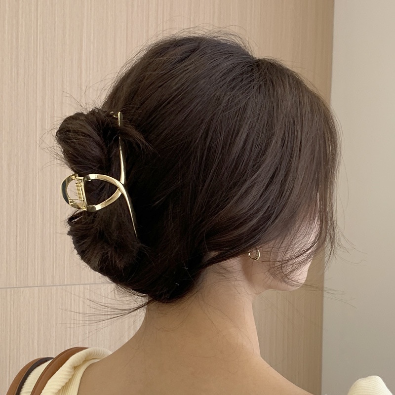 Kẹp Tóc Kim Loại Cỡ Lớn Thiết Kế Đơn Giản Phong Cách Hàn Quốc Thời Trang Cho Nữ