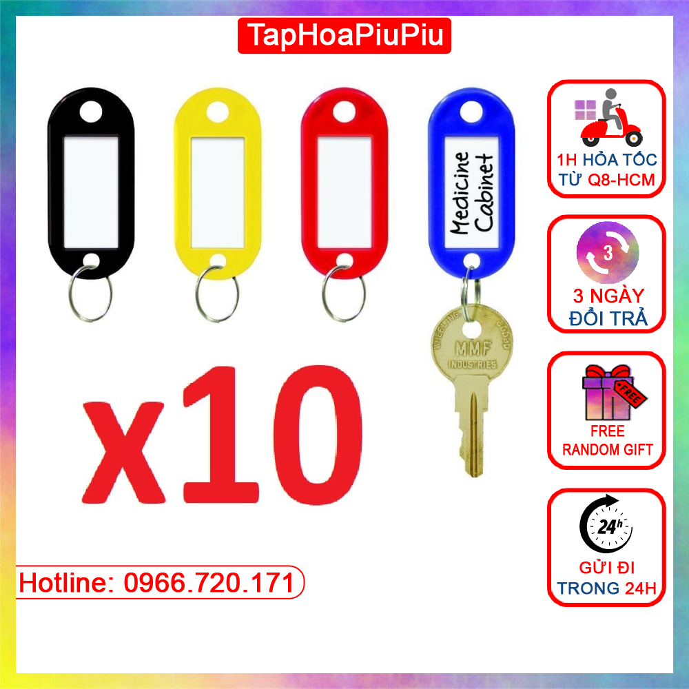 [HCM] COMBO 10 móc khóa thẻ ghi chú hành lý, đánh dấu chìa khóa, thẻ tên name tag ghi nhớ thông tin (10 màu)