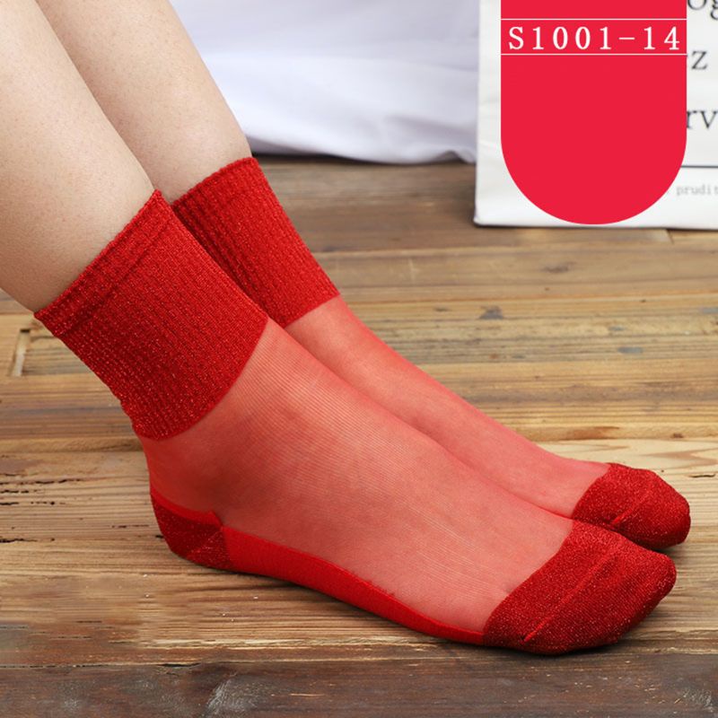 Vớ Lụa Phối Ren Đính Kim Tuyến Lấp Lánh Co Giãn Dành Cho Nữ