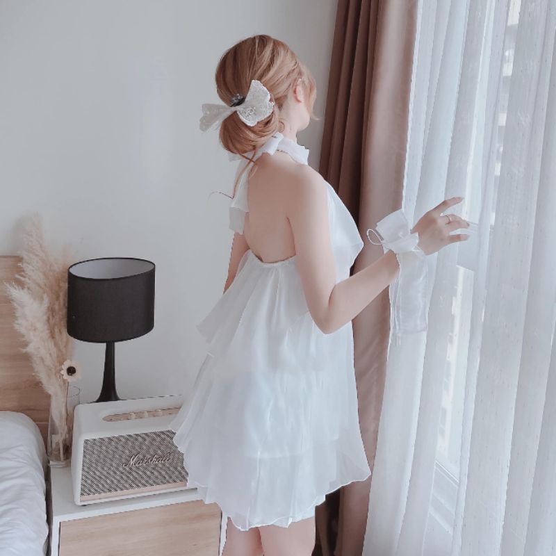 Áo Yếm Nữ Ms.1116 Áo Thiết Kế Dáng Xòe Hai Tầng, Khoét Lưng Bo Chun, Chất Tơ Óng Hai Lớp Sang Sịn