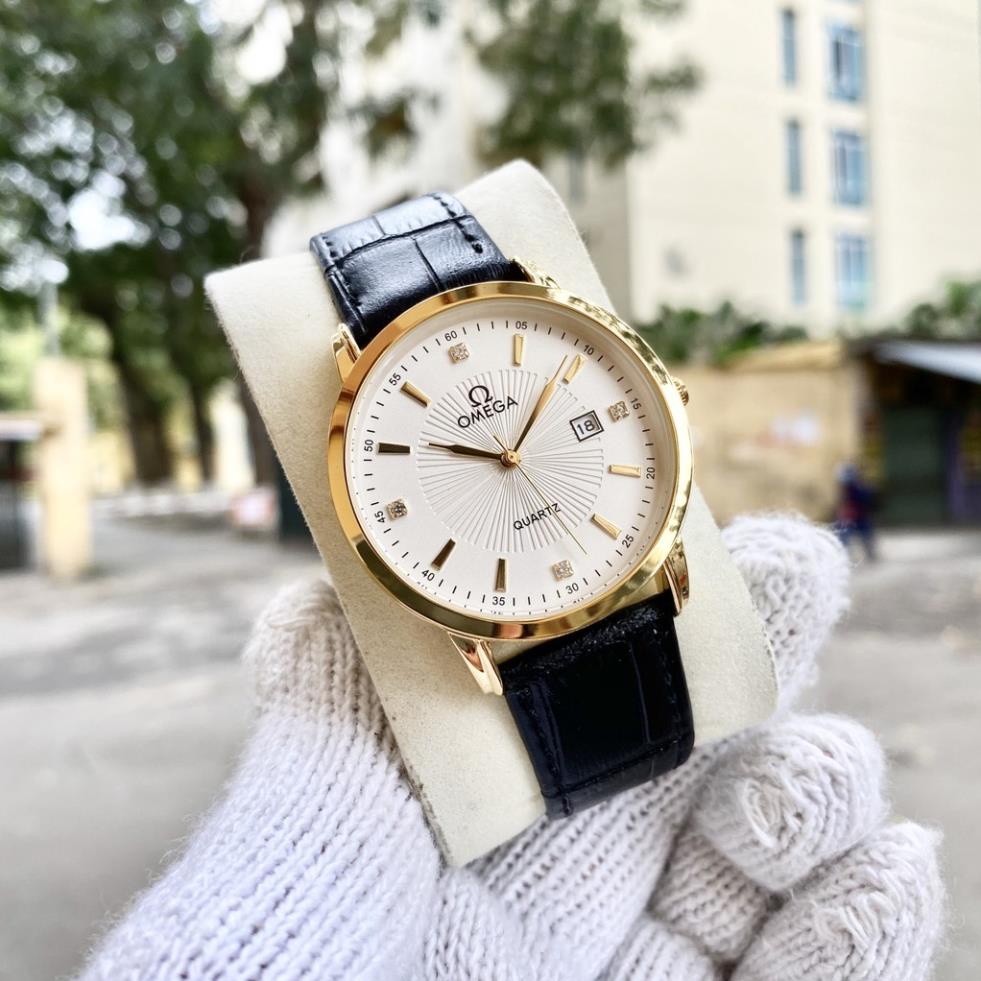 Đồng Hồ Nam Omega OM075 Mặt Vân TRẮNG Chống Xước, Chống Nước