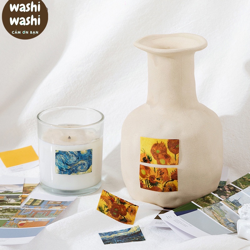 Bộ 30 Sticker Dải Bookmark Nghệ Thuật Van Gogh, Monet, Picasso, Nhật Bản Kèm Bảng Màu Trang Trí Sổ Vở Bujo