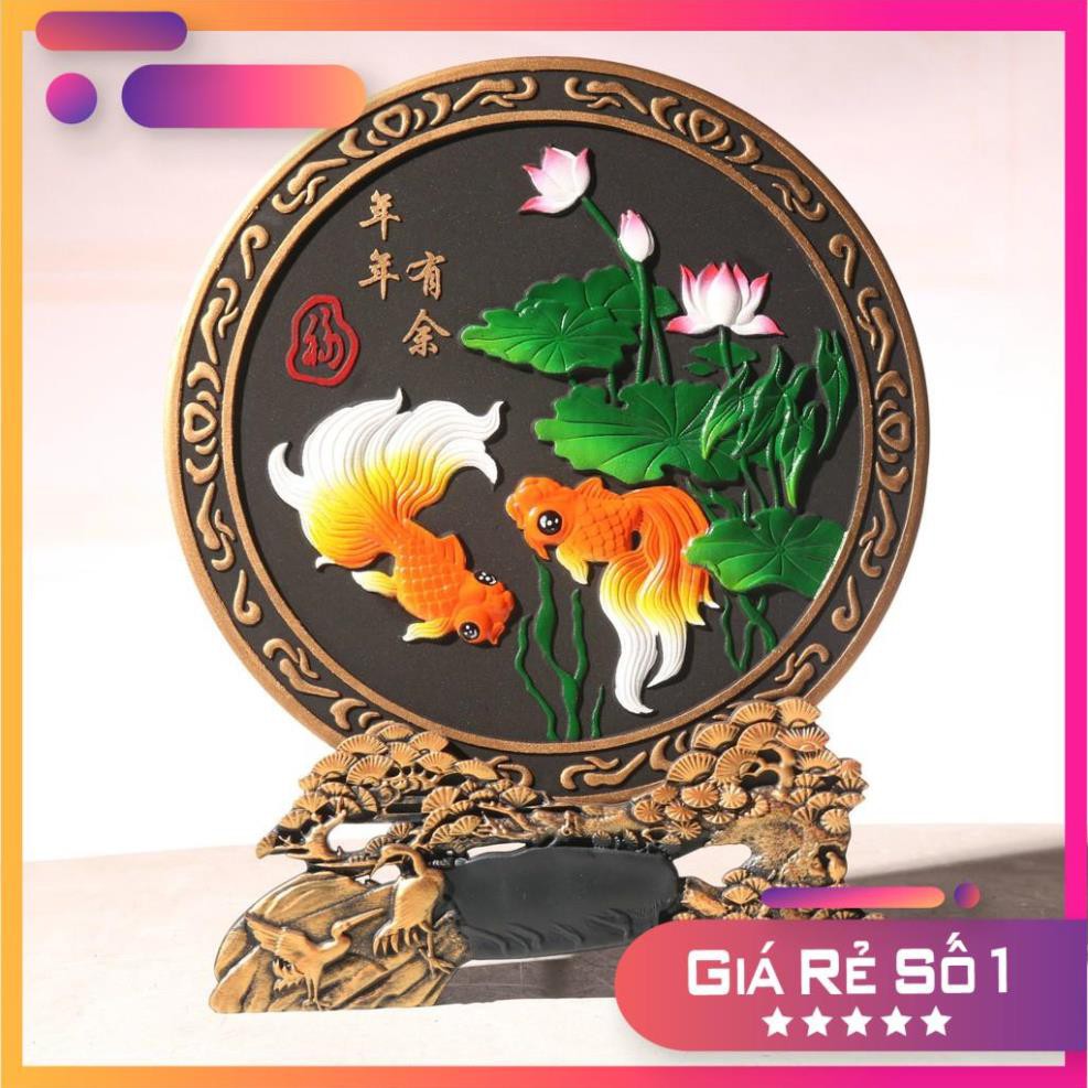 Tranh đĩa phong thủy, Thư pháp chữ Hán NIÊN NIÊN HỮU DƯ, quà tân gia, mừng thọ, khai trương cửa hàng