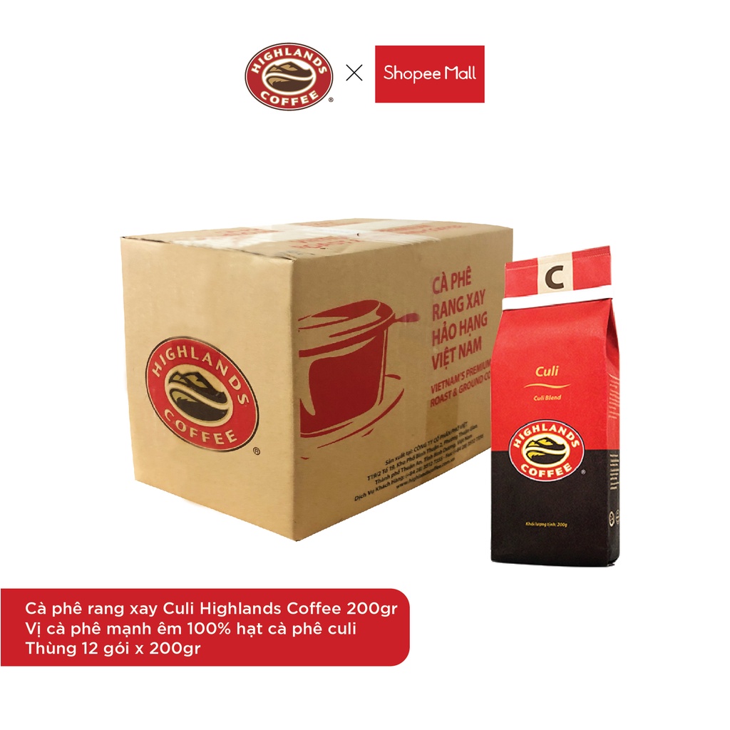 [TẶNG 2 GÓI] Cà phê rang xay Culi Highlands Coffee 200g - vị cà phê mạnh - KHI MUA 10 GÓI