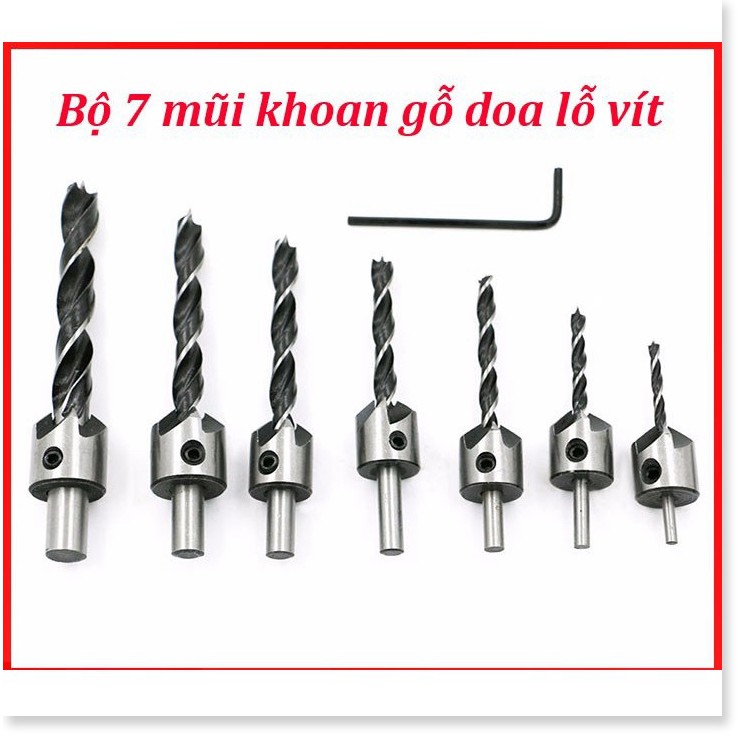 Bộ 7 mũi khoan gỗ doa lỗ vít