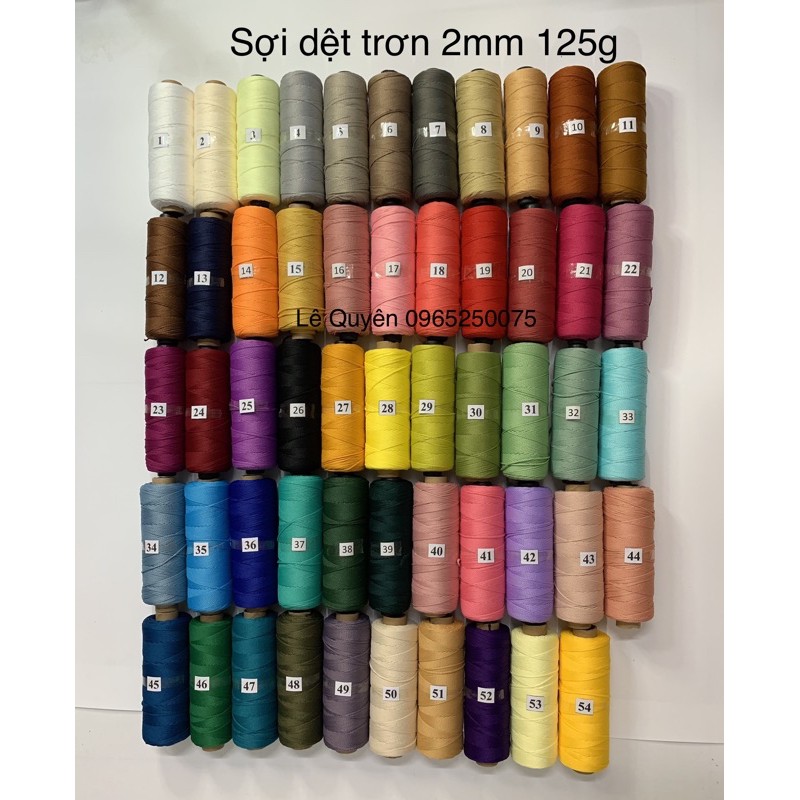 Sợi dệt cotton trơn (bảng màu 1 - 20)