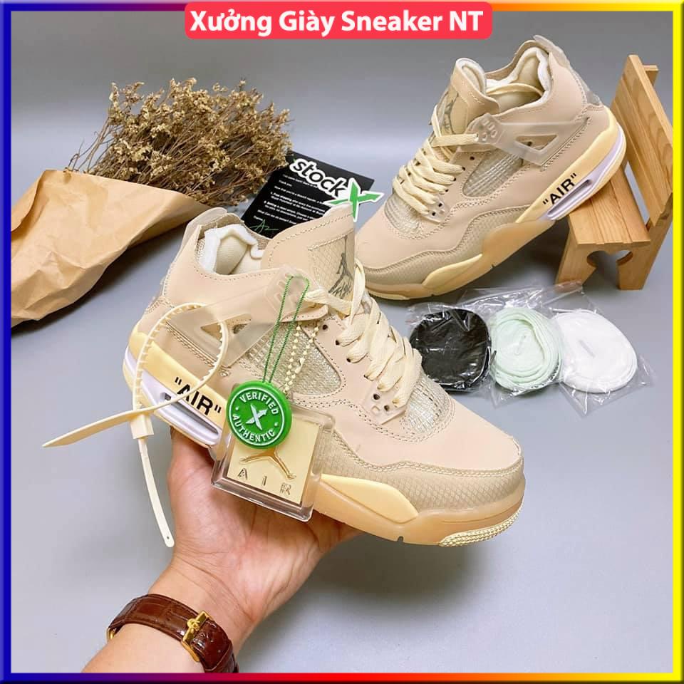 Giày air Jordan 4 màu kem Full box, Giày thể thao JD4 nam nữ siêu hot Fullboxbill+ tặng dây
