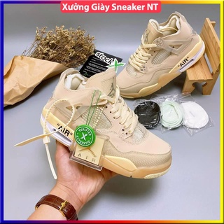 Giày air Jordan 4 màu kem Full box, Giày thể thao JD4 nam nữ siêu hot Fullboxbill+ tặng dây