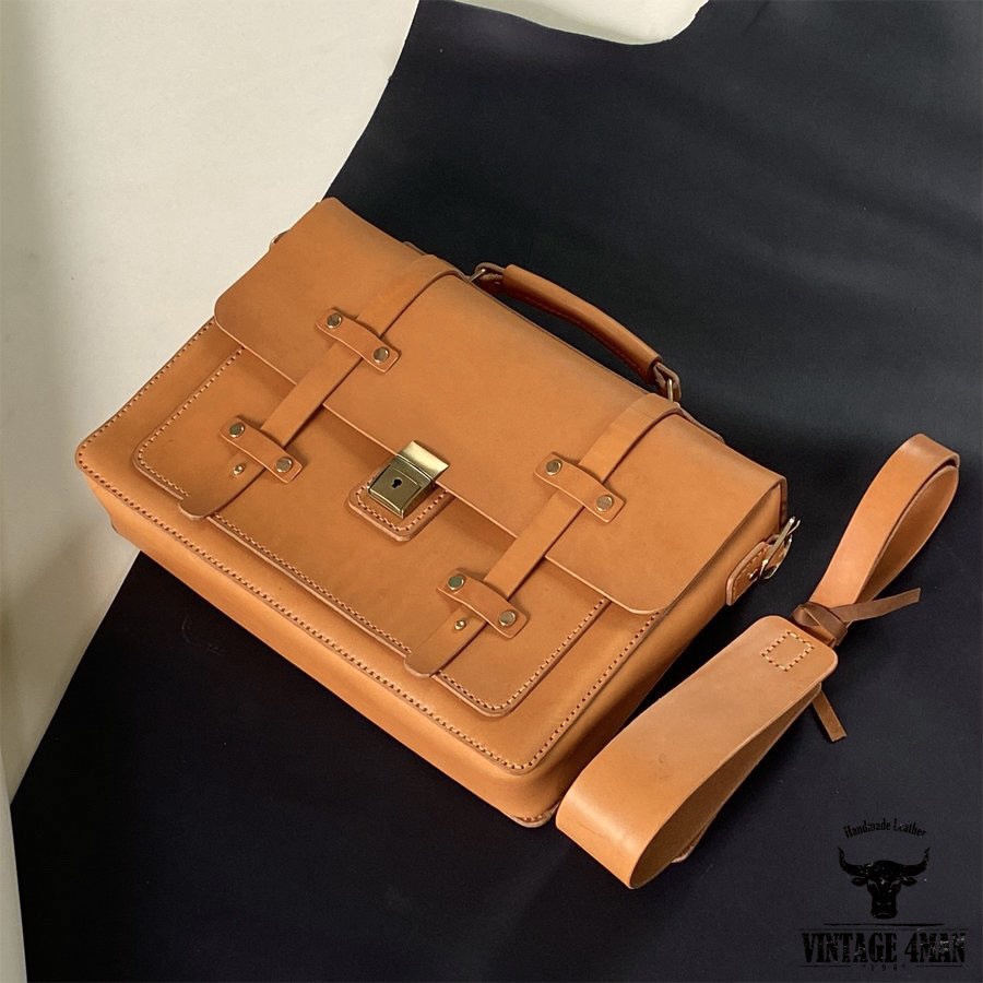 Cặp da vintage handmade [DA THẬT] | BigBuy360 - bigbuy360.vn